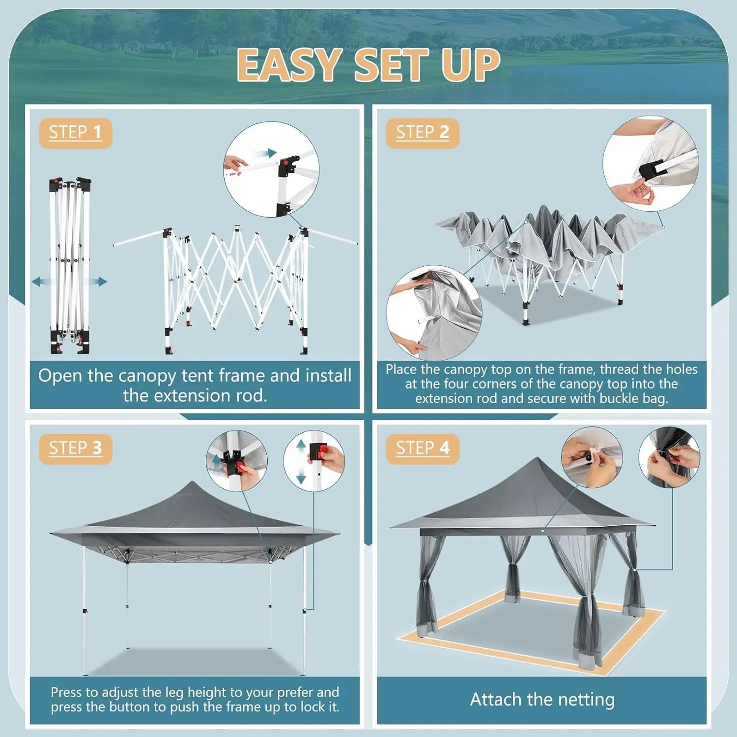 All-Weather Outdoor Canopy Tent with Mesh Netting