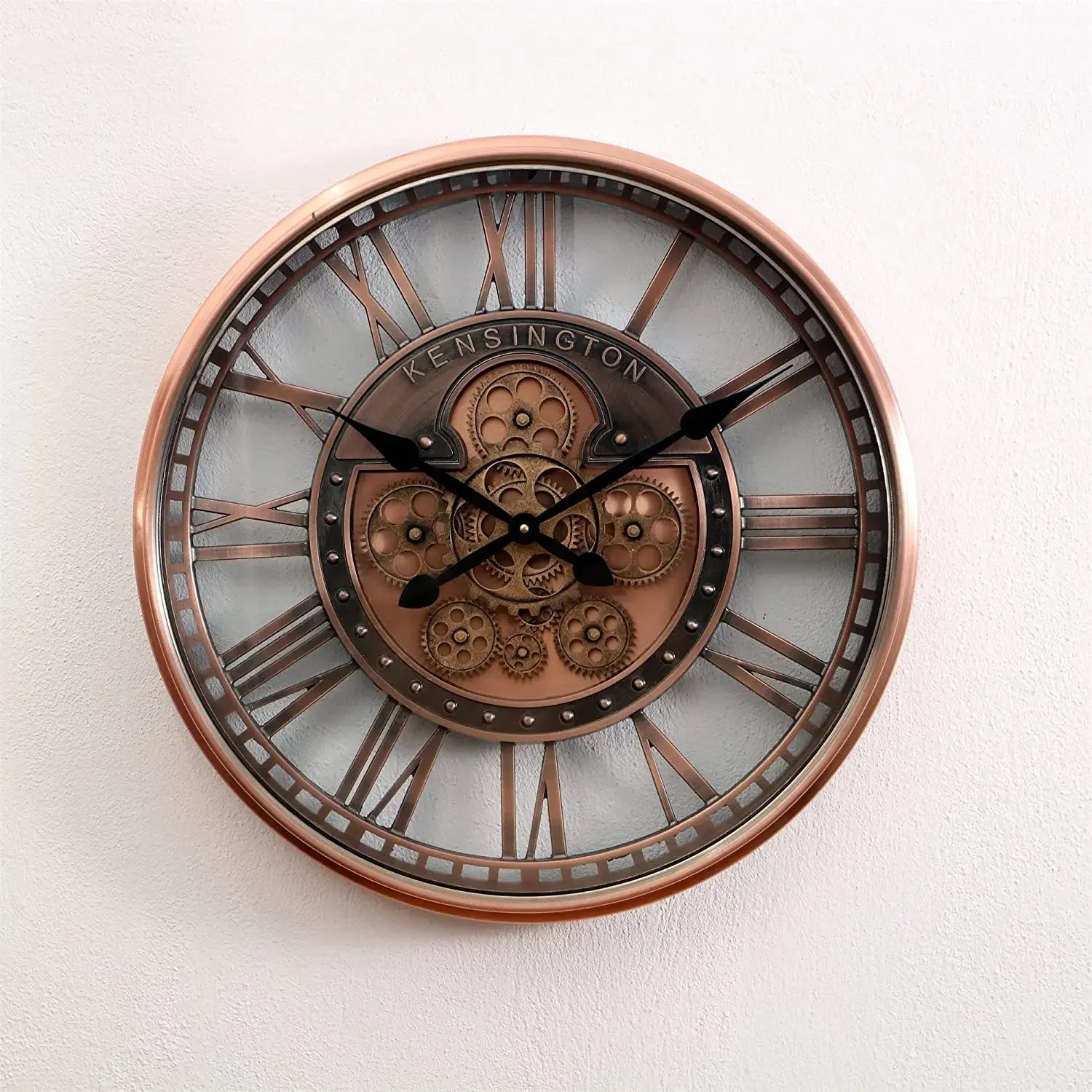 Oversized Industrial Moving Gear Wall Clock – Steampunk Loft Design