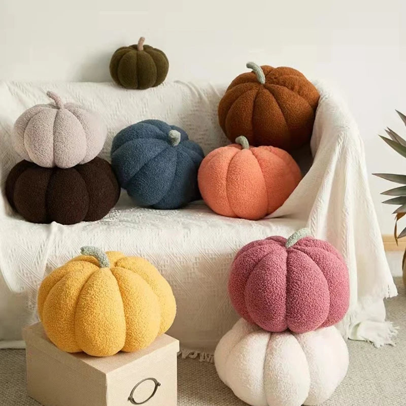 Pumpkin Throw Pillows Happy Halloween Fall Decorative Pumpkin Shaped Pillow Cute 3D Shaped Cushion for Bedroom Sofa