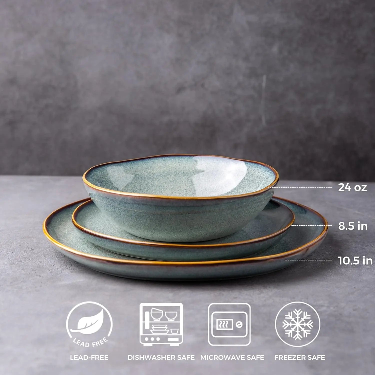 Ceramic Dinnerware Sets,Handmade Reactive Glaze Plates and Bowls Set,Highly Chip and Crack Resistant | Dishwasher & Micr