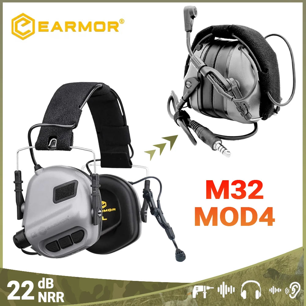 EARMOR M32 Earmuffs Active Headphones for Shooting Electronic Hearing Protection Ear Protect Noise Reduction Hunting Headphone