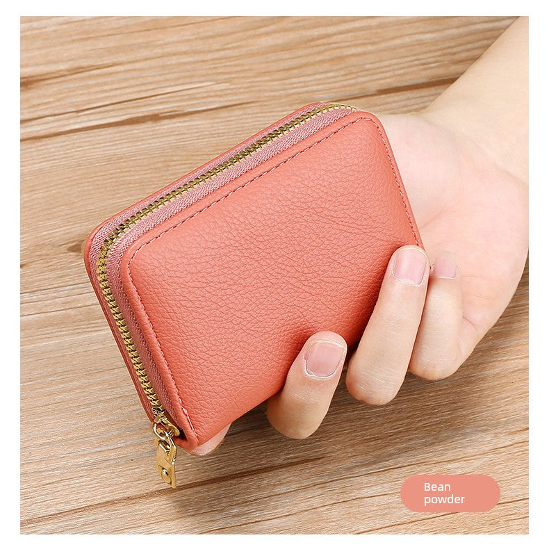 Anti-Degaussing Zipper Bank Driver's License Compact Card Holder