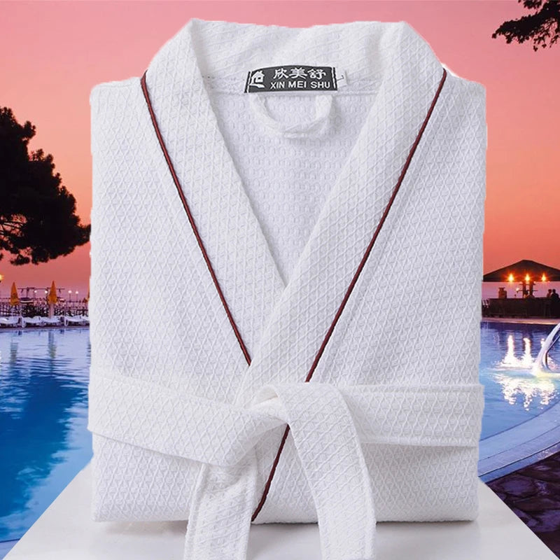 Summer Bath Robe for Men and Women, Luxury Waffle, Water Absorption, Quick-Dry Sleepwear, Nightgown for Lovers, Home Robes