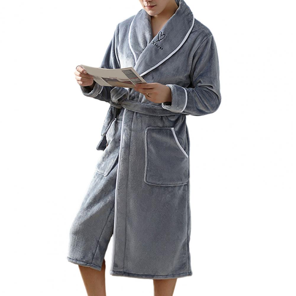 Men Home Clothes Pajamas Super Soft Highly Absorbent Winter Pajamas Pocket Design Couple Bathrobe Winter Sleepwear