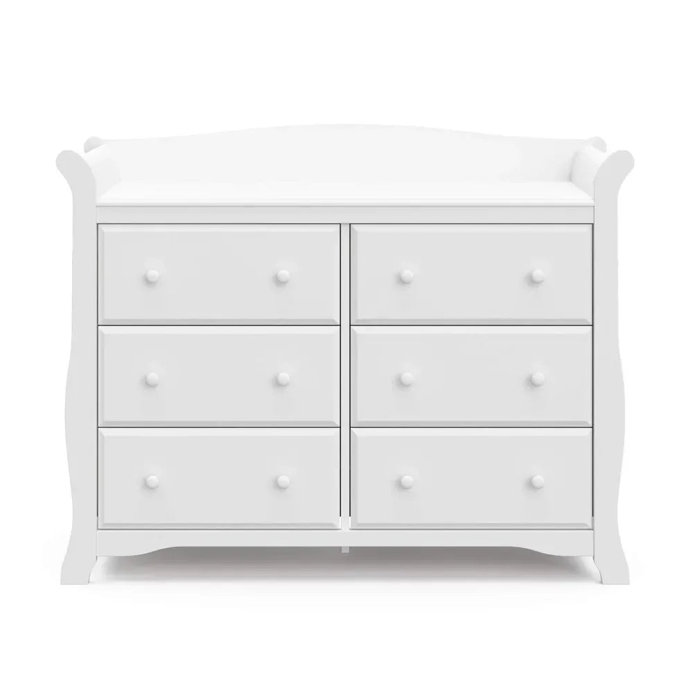 Avalon 6 Drawer Double Dresser (White) – Dresser for Kids Bedroom, Nursery Dresser Organizer, Chest of Drawers