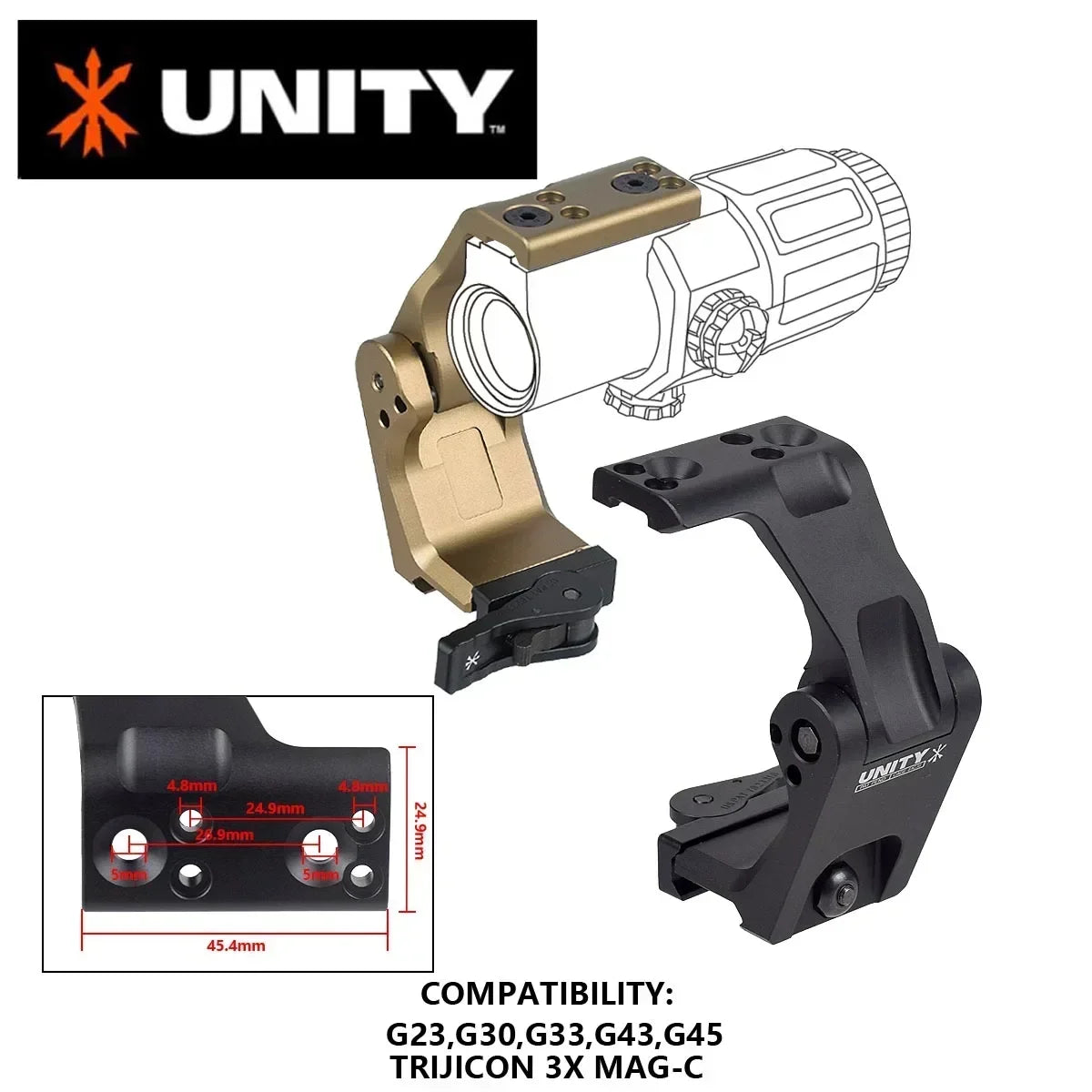 Tactical UNITY FAST OMNI FTC Magnifier Mount Optic Base G30 G33 G43 G45 551 552 553 558 2.26" Optical Height Sight Scope Mounts