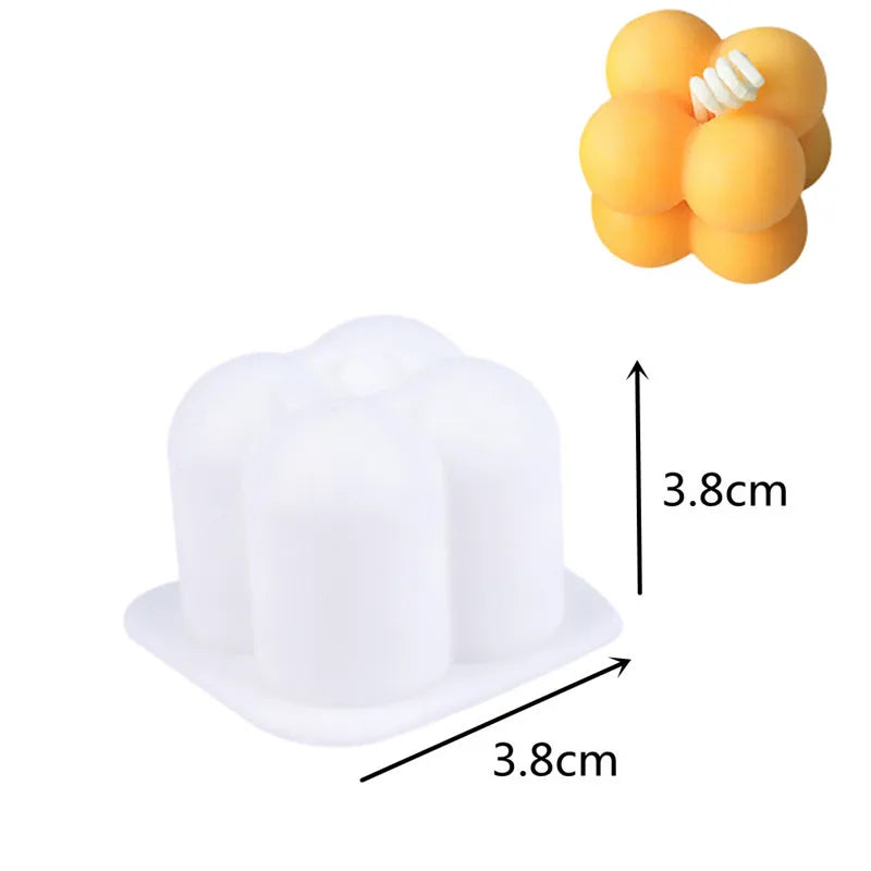 3D Bubble Cube Candle Silicone Mould Home Decor Scented Candle Mould Handmade Chocolate Dessert Cake Baking Mould Tool