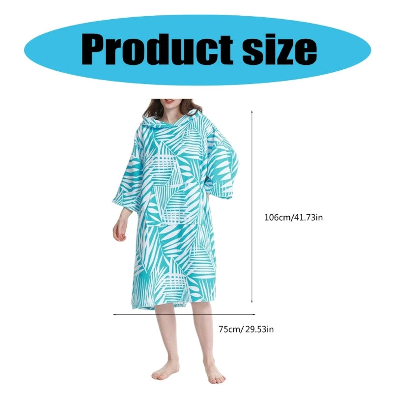 Changing Robe Microfibre Towel Poncho Hoodied Robe Changing Towel Surfing Poncho for Beach Swimming Wetsuit Changing