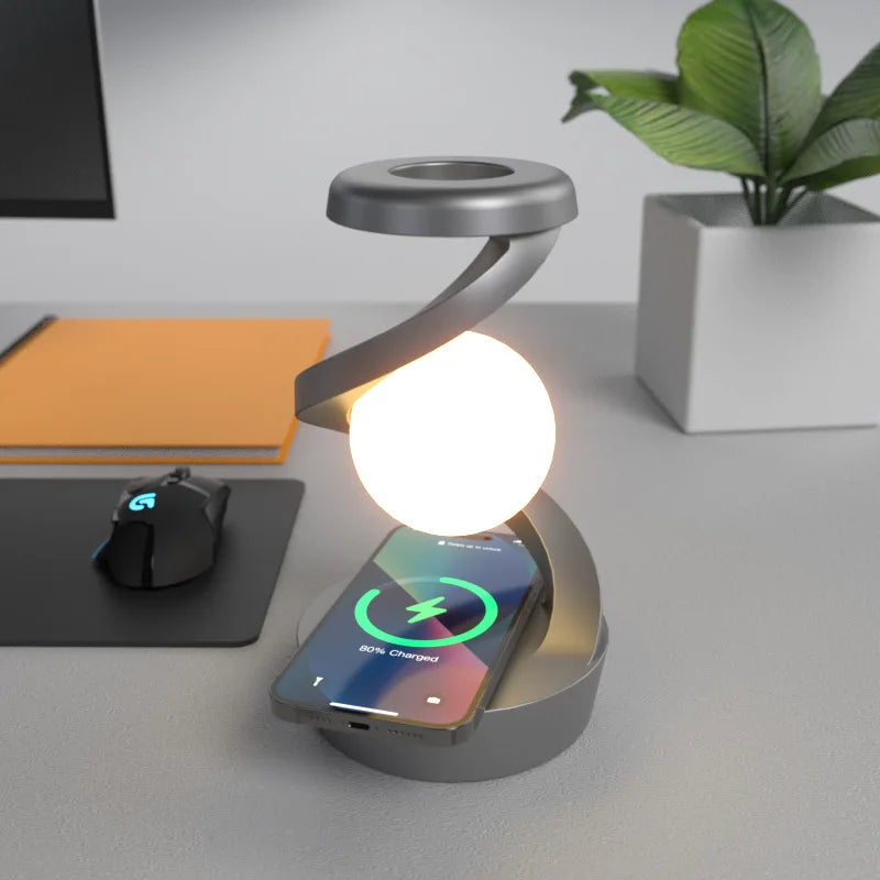 Rotating Moon Desk Lamp With Phone Wireless Charging Sensor Control Table Lamps Decorative Desktop Lamp Small Night Lamp