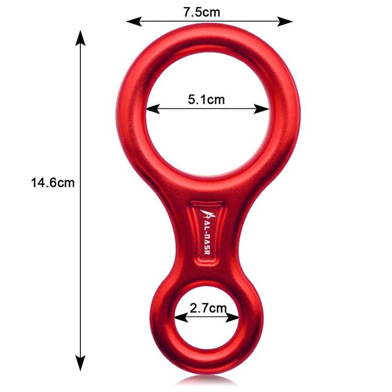 35KN Rock Climbing Carabiner Figure 8 Rappelling Rope Descender Aluminum Figure Belay Device Abseiling Downhill Equipment