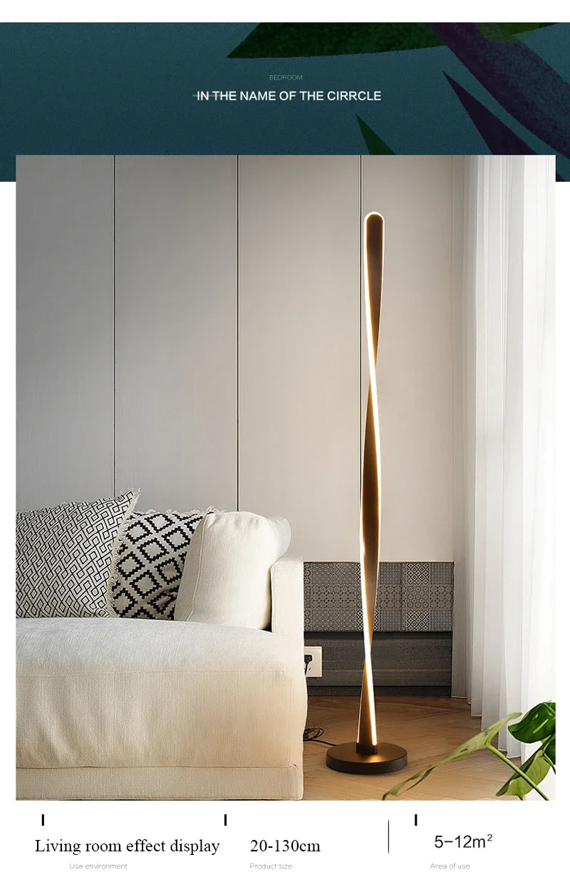 Modern LED decor Aluminum Floor Lamp for Living Room Bedroom Remote Dimming Acrylic Spiral Shape indoor Stand lighting