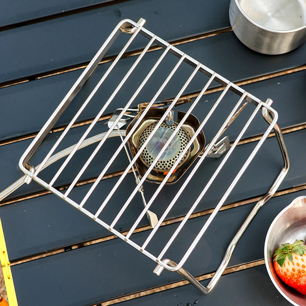 Portable BBQ Grill Stainless Steel Barbecue Rack Camping Grill Grate Folding Gas Stove Stand Outdoor Picnic Cooking Rack