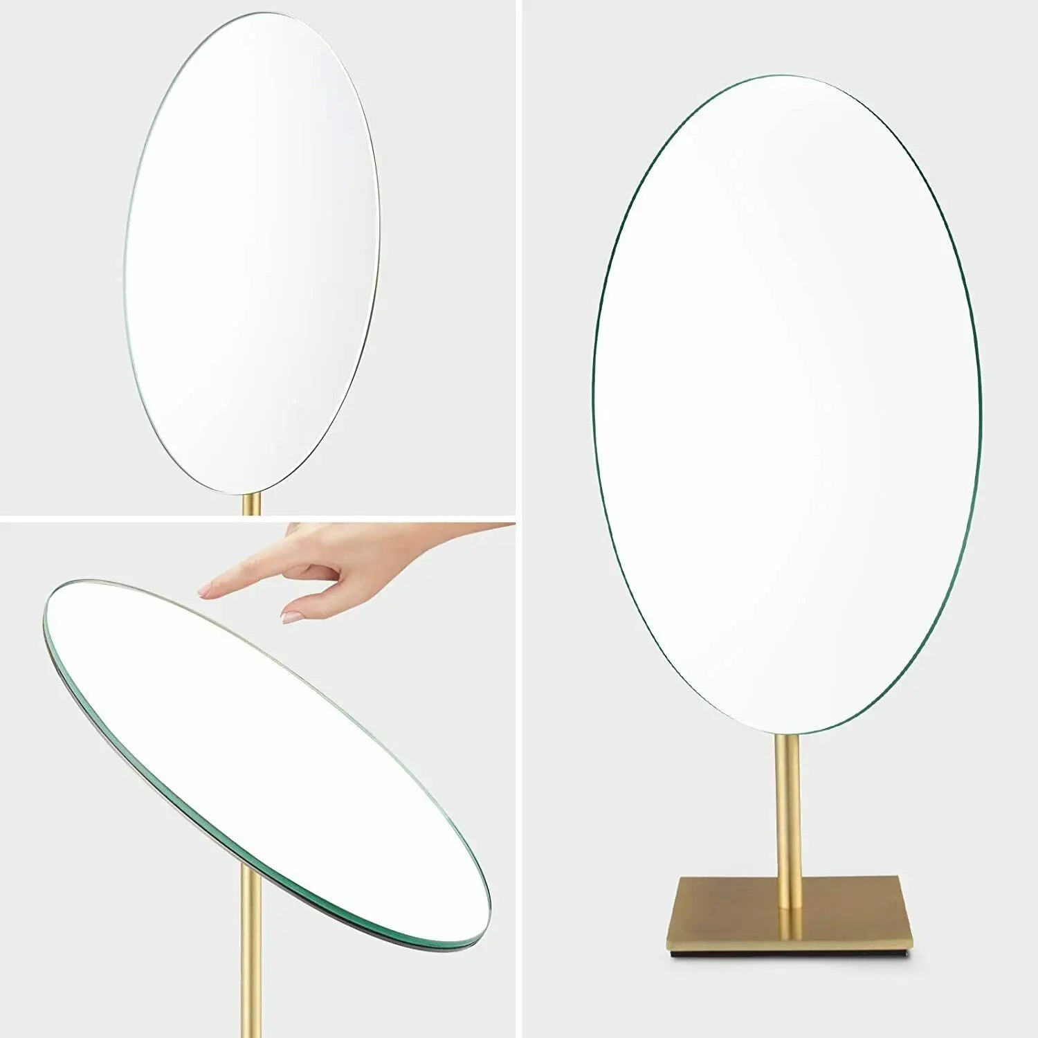 GURUN Large Oval Tabletop Vanity Mirror 7x12 Antique Brass Luxuries Makeup Mirror with Stand for Jeweller,Bronze Decent Gifts