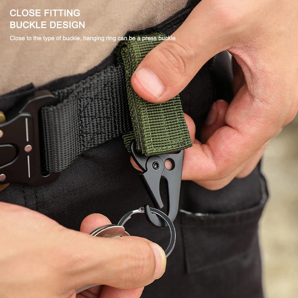 Outdoor Carabiner Keychains Camping Equipment Nylon Hook Carabiner Tactical Military Molle System Hook Belt Keychain