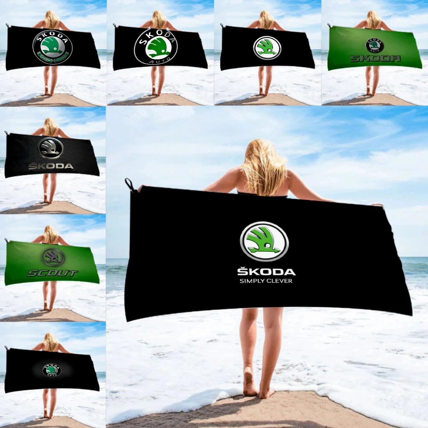 Luxury Brand Car Skodas Bath Towel beach towel female silk printed long skirt wrapped bikini covered sunscreen blanket