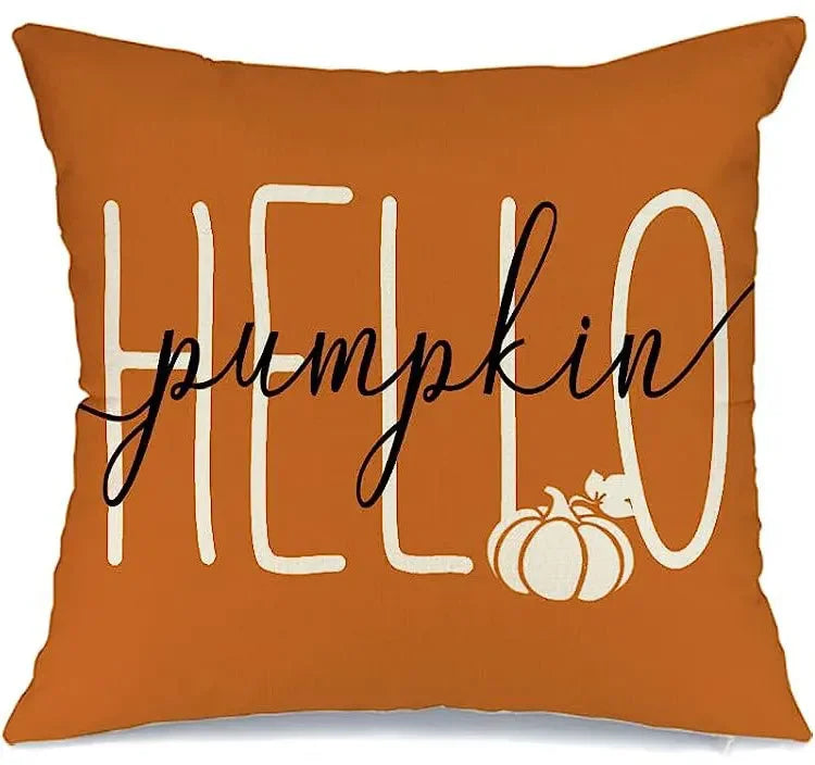 Autumn Pumpkin Cushion Cover Thanksgiving Decor Pillowcase 18x18 Inches Pillow Cover Maple Leaves Printed Cushion Case for Couch