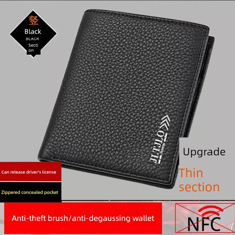 Kangaroo Leather Men with Zipper Driver's License Wallet