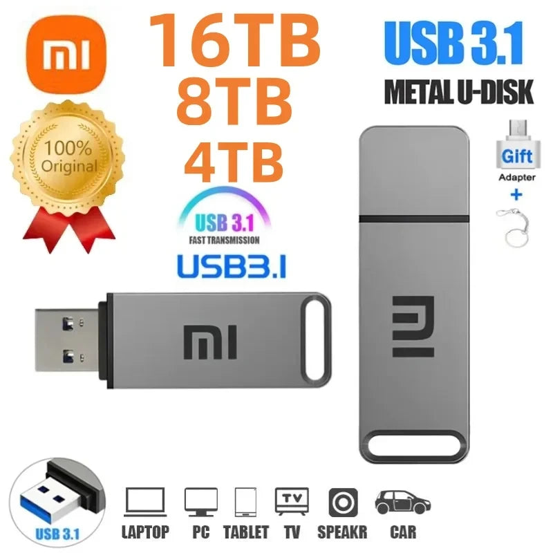 Xiaomi Original Pen Drive 16TB USB 3.1 Flash Drive High-Speed Pen Drive Type-C Metal USB Memory For Computer Storage Devices