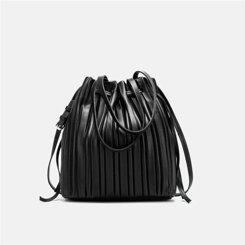 Women Pleated Bucket Crossbody Bags