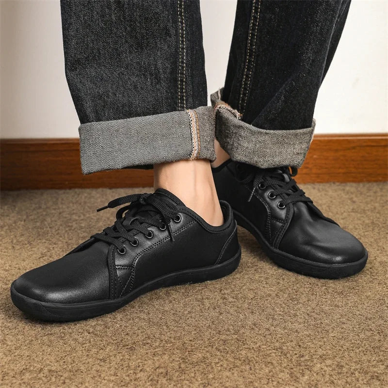 2024 Men Shoes New Flats Walking Leather Casual Shoes Men Barefoot Wide-toed Shoes Wider Toe Casual Sneakes Large Size 37-48