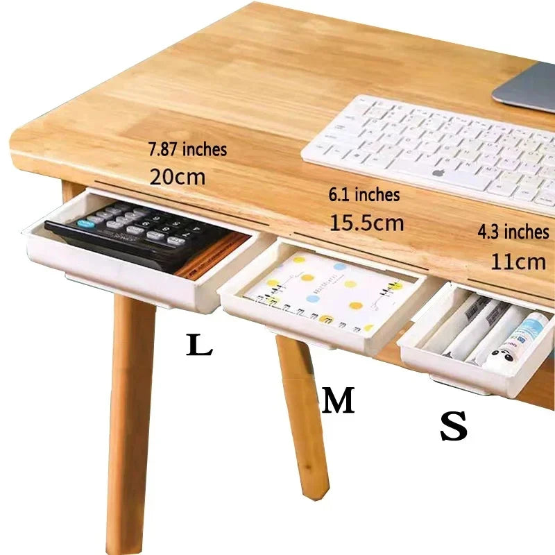 Hidden Desk Storage Box Storage Drawer Self-Adhesive Plastic Desk Storage Rack Cosmetic Stationery Organizers