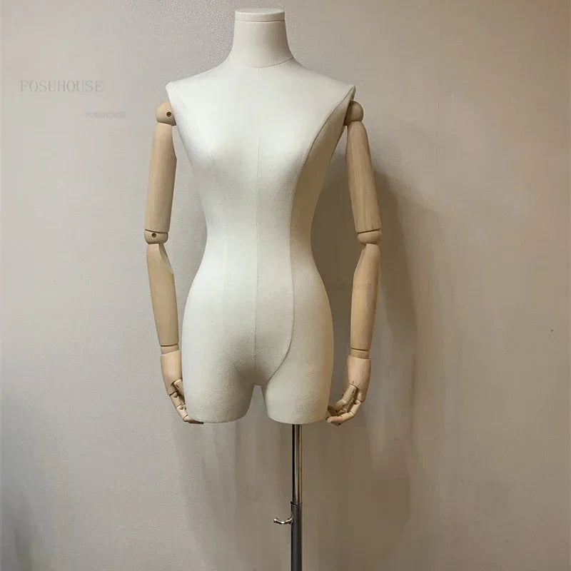 Korean Mannequins with Metal Base Half-length Mannequin for Women's Clothing Store Window Display Stand Commercial Model Props