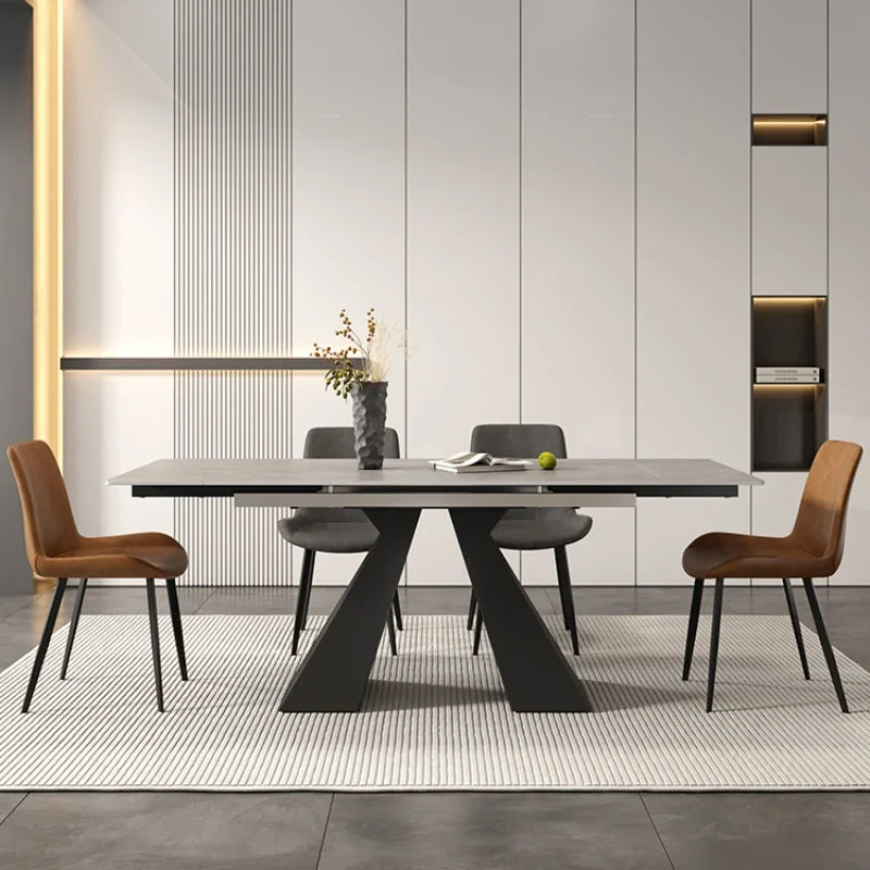 Modern Slate Dining Table Extendable Grey Simple Design Center Table Receptionist Nordic Mesas Comedor Kitchen Furniture HD50CZ