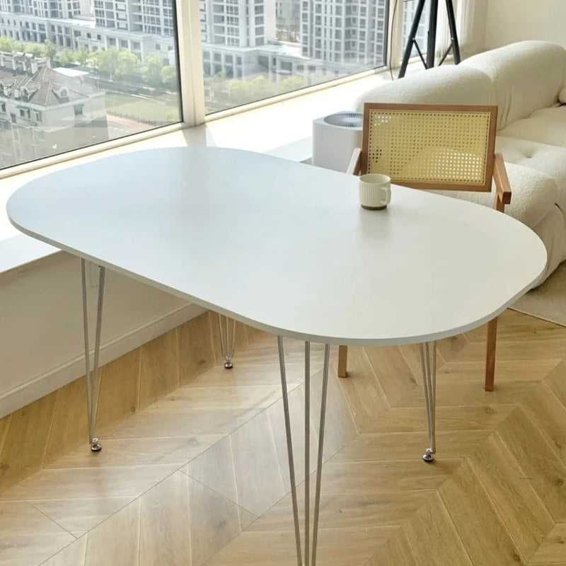 White Modern Kitchen Table Oval Minimalist Study Simple Dining Tables Nordic Design Mesas De Jantar Small Furniture HD50CZ