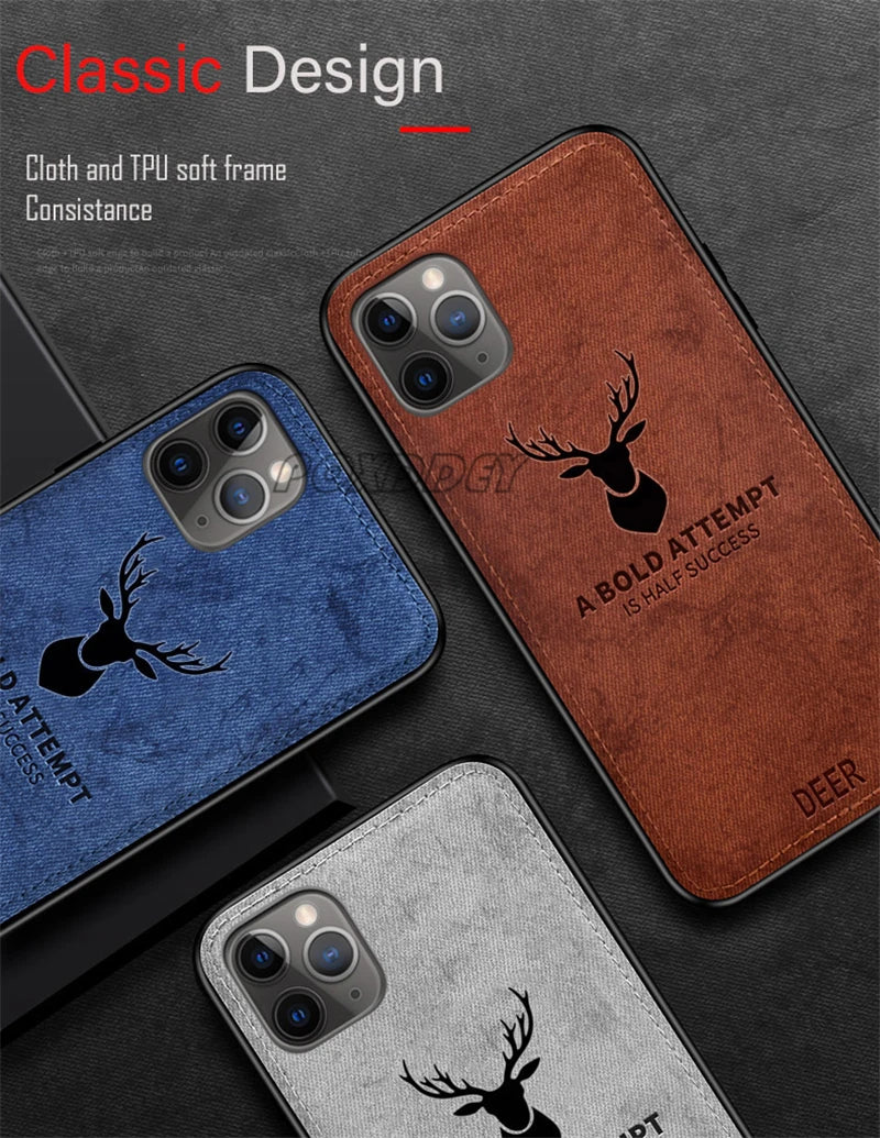 Lanyard Vintage Deer Logo Phone Case For Xiaomi Mi 14 13 12 11 10 13T 12T 11T 10T Lite Poco X3 F3 F4 F5 X6 Pro Cloth Back Cover