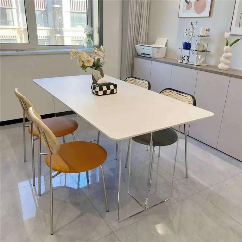 Transparent Simple Dining Table Modern Acrylic Modern Nordic Kitchen Tables Design White Tavoli Da Pranzo Small Furniture HD50CZ