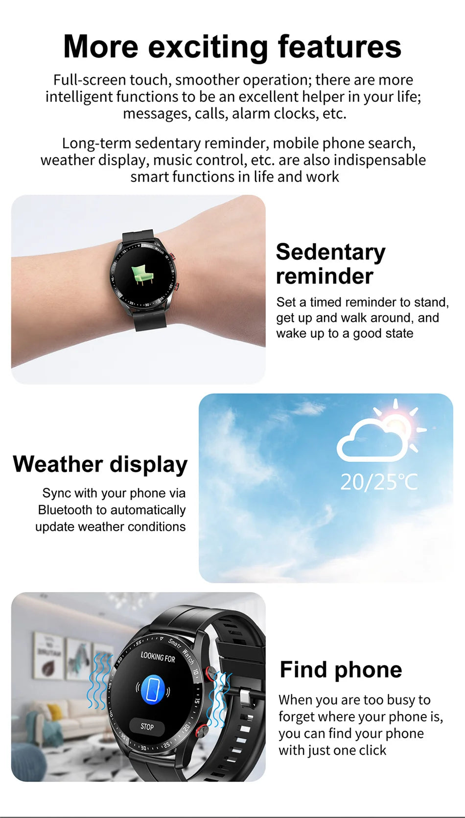 For Huawei 1.5 inch Smart Watch Men Bluetooth Call Heart Rate ECG Health Fitness Sports Watch Waterproof Business Man Smartwatch