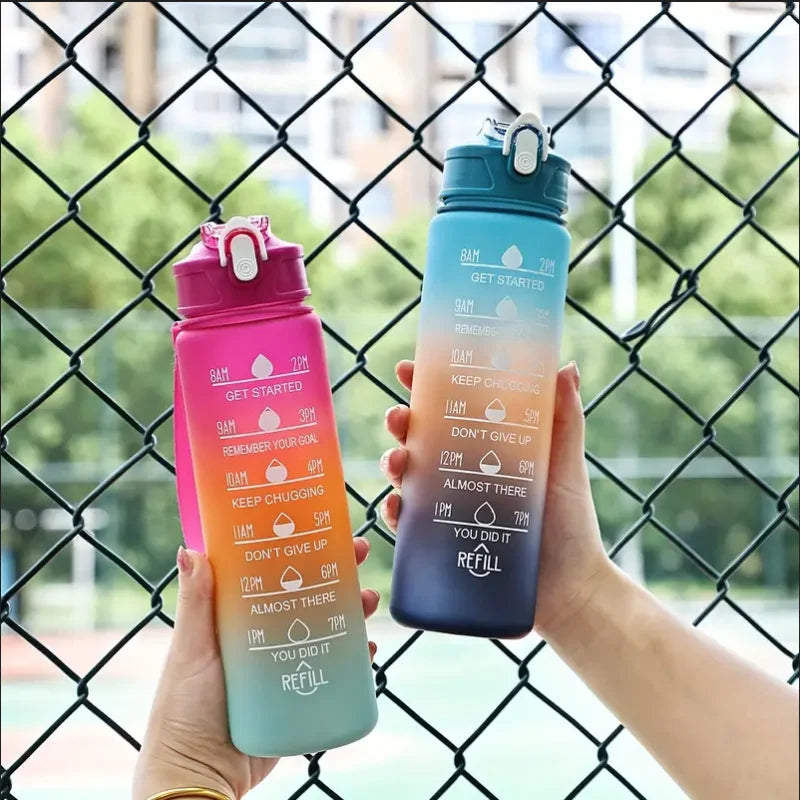 Sports Water Bottle with Time-Tracking Straw Leak Proof Locking Flip Cover for Easy Carry Ideal for Outdoor Adventures