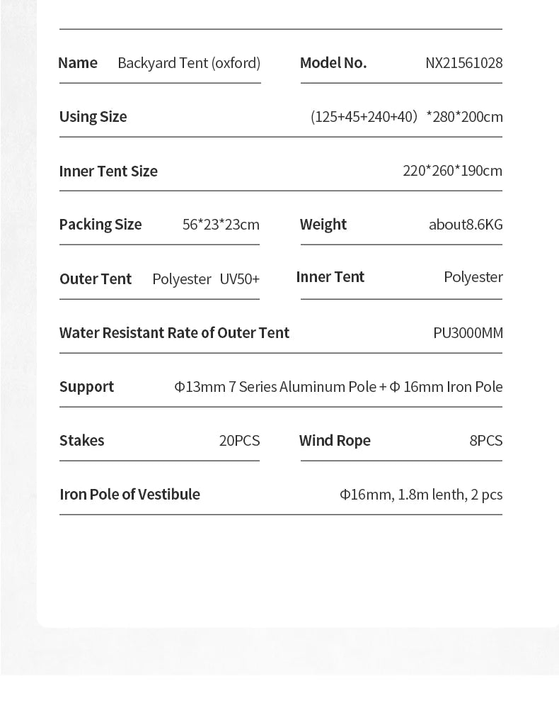 MOBI GARDEN Camping Tent Oxford Waterproof Big Space Family Glamping Tent 4 person Outdoor BeachCamping Tent Oxford Waterproof Big Space Family Glamping Tent 4 person Outdoor Beach