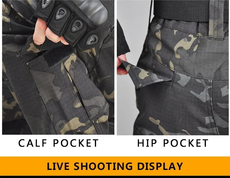 Outdoor Men Combat Pants +Knee Pads Tactical Pant MultiCam CP Hiking Camo Pants Work Hunting Clothes Wear Resistant Multi-pocket