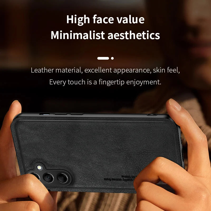 Vintage Retro Leather Phone Case For Samsung Galaxy A14 A24 A34 A54 A15 A25 A35 A55 Build-in Magnet Iron Suction Matte Cover