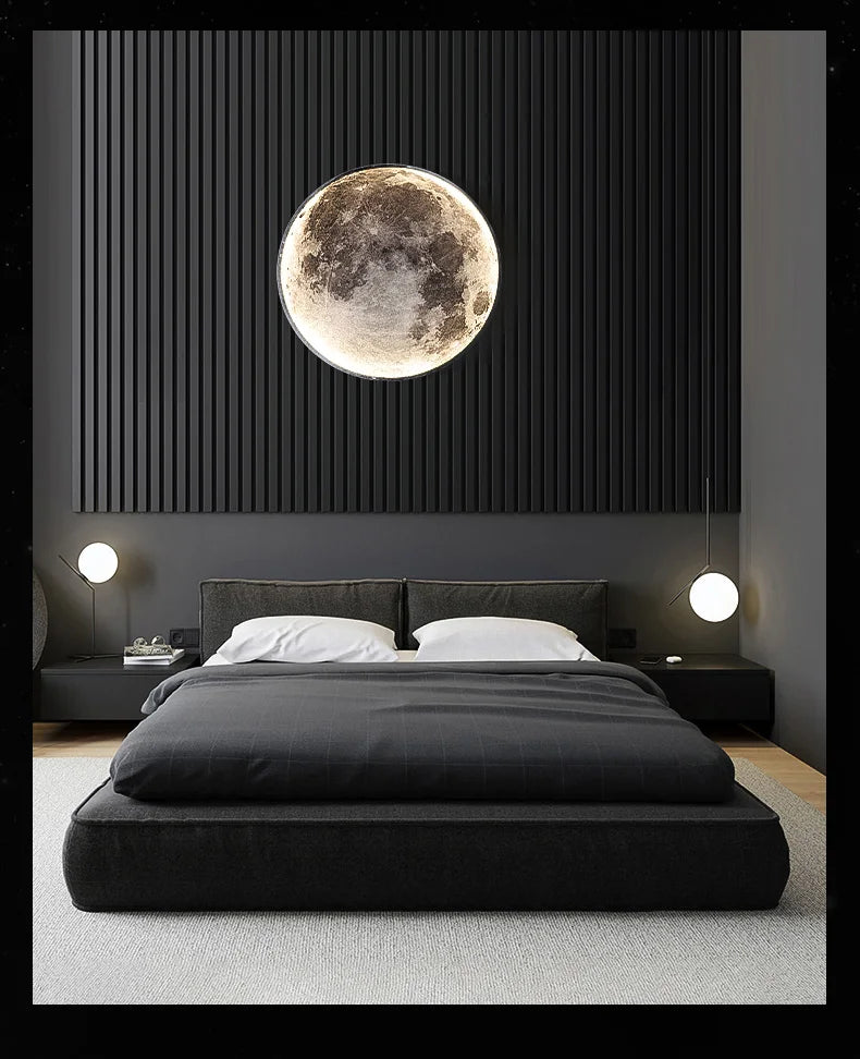 Modern minimalist moon wall lamp creative mural living room background wall decoration lamp art bedside wall light