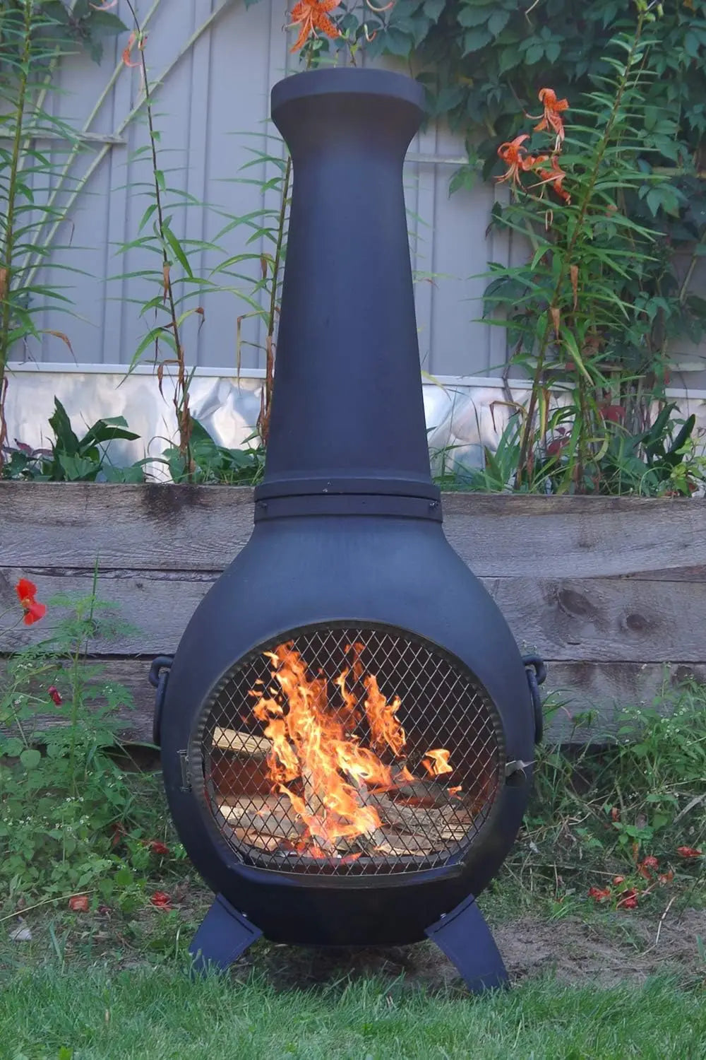 Freestanding Outdoor Chiminea with Cooking Grate