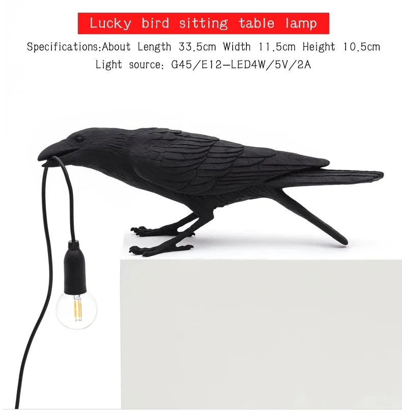 Resin Lucky Bird Crow Wall Lamp Table Lamp Night Light Bedroom Bedside Living Room Wall Lamp Home Decoration