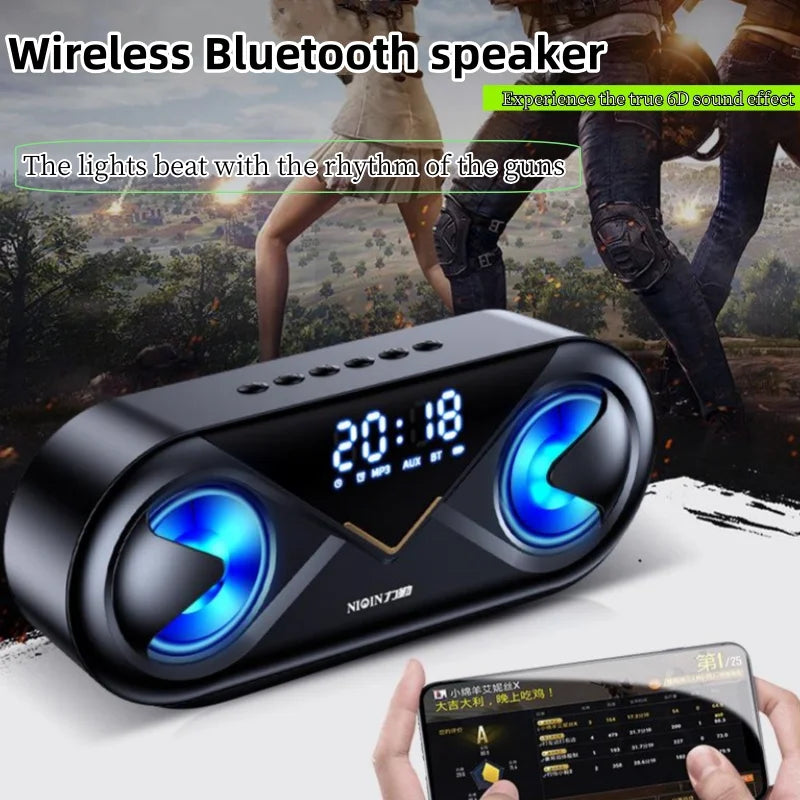 Alarm Clock Wireless Dual-speaker 3D Stereo Sound Bluetooth Speaker HIFI RGB Lights USB Sound Box Outdoor Portable Subwoofer AUX