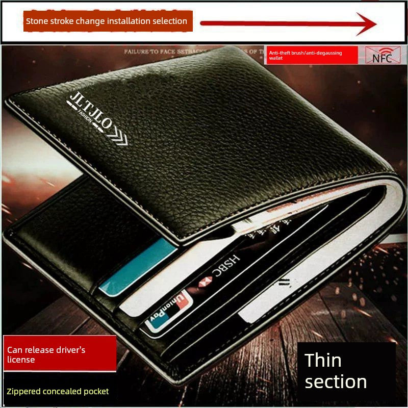 Kangaroo Leather Men with Zipper Driver's License Wallet