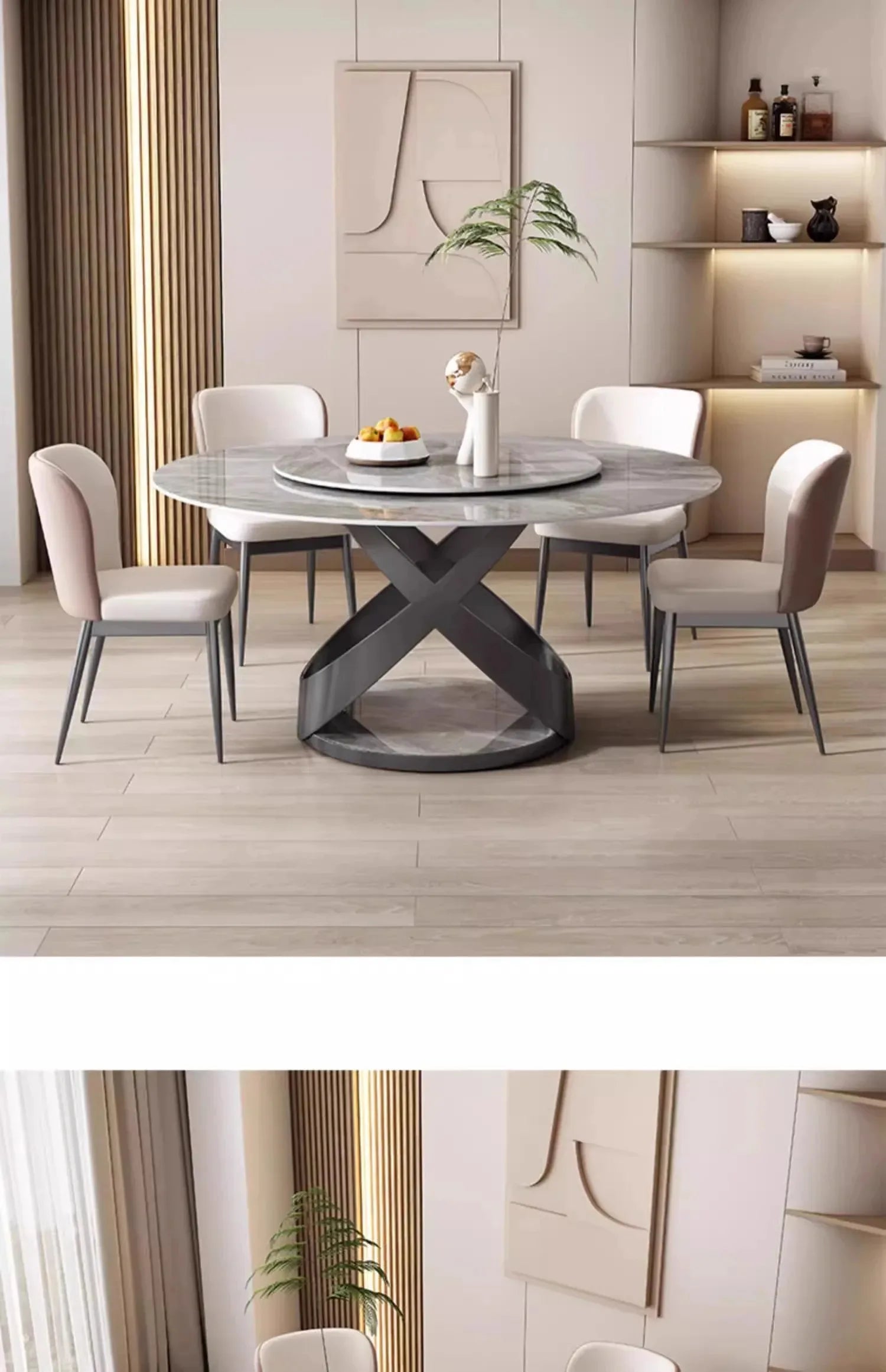 Nordic Luxury Dining Tables Round Simple Design Slate Bedside Table Modern Metal Juegos De Comedor Kitchen Furniture HD50CZ