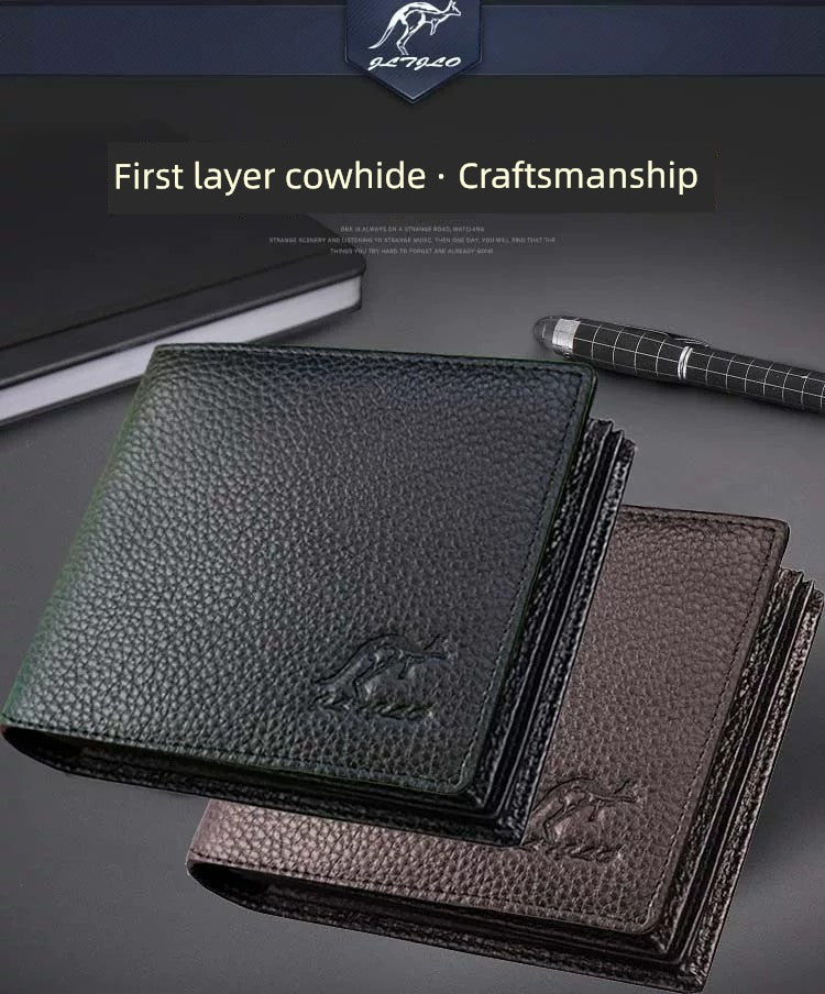 Kangaroo Leather Men with Zipper Driver's License Wallet