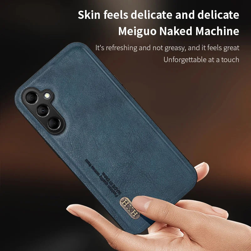 Vintage Retro Leather Phone Case For Samsung Galaxy A14 A24 A34 A54 A15 A25 A35 A55 Build-in Magnet Iron Suction Matte Cover