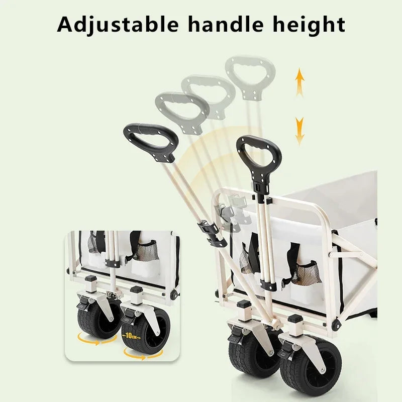 Foldable Outdoor Camping Vehicle Multi functional Adjustable Pusher Large Capacity Camping Vehicle Beach Handle Picnic Vehicle