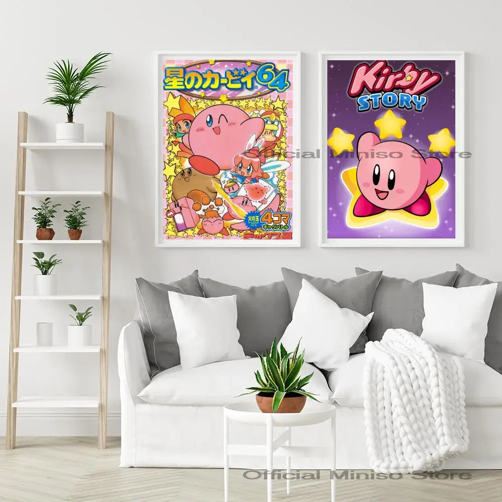 Cartoon Cute K-Kirby Poster Poster Paper Print Home Living Room Bedroom Entrance Bar Restaurant Cafe Art Painting Decoration