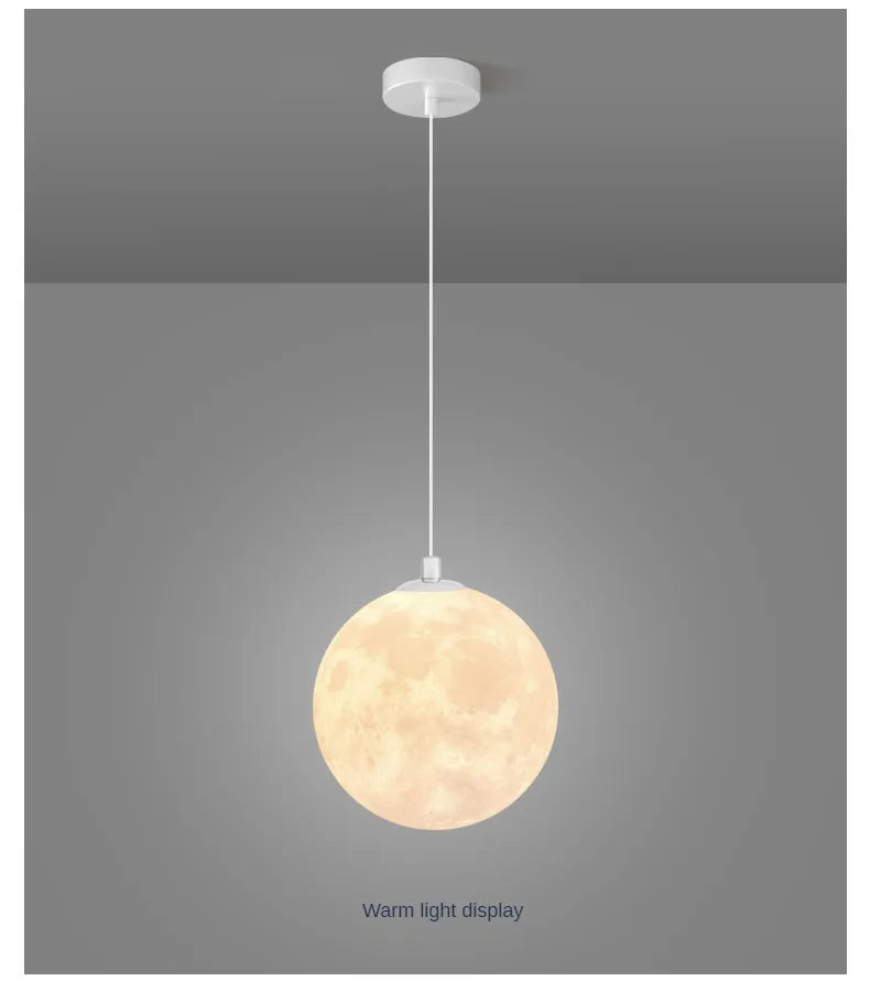 Modern LED Lunar Ceiling Chandelier Planet Shaped Moon Living Dining Room Pendent Lamp Home Decor Hanging Light Luster Fixtures