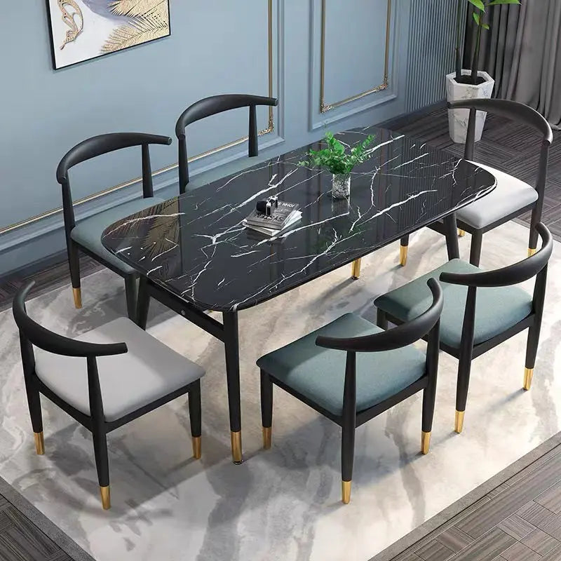 Nordic Simple Dining Tables Marble Receptionist Grey Modern Writing Desk Design Minimalist Mesas De Comedor Furniture HD50CZ