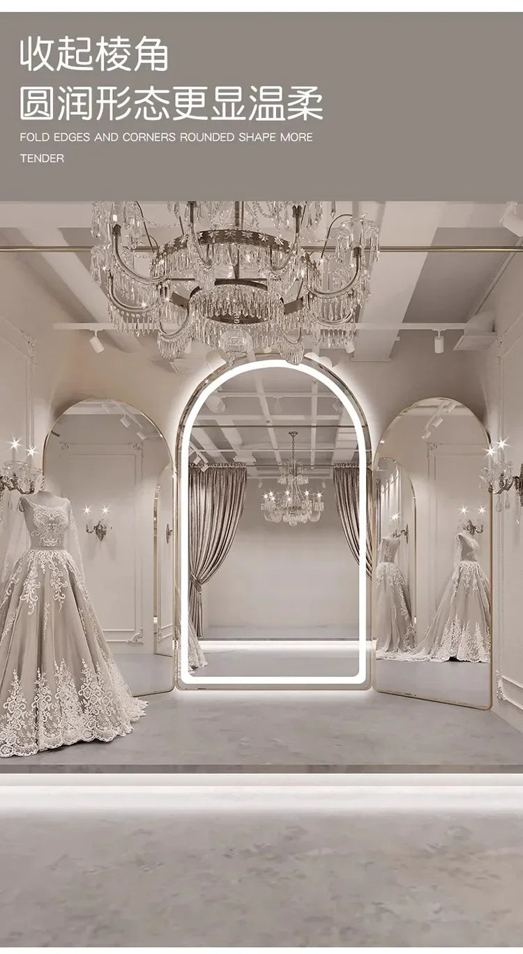 Three-Fold Wedding Shop Special Fitting Full Body Floor Mirror Dress Hall Large Mirror Light Luxury