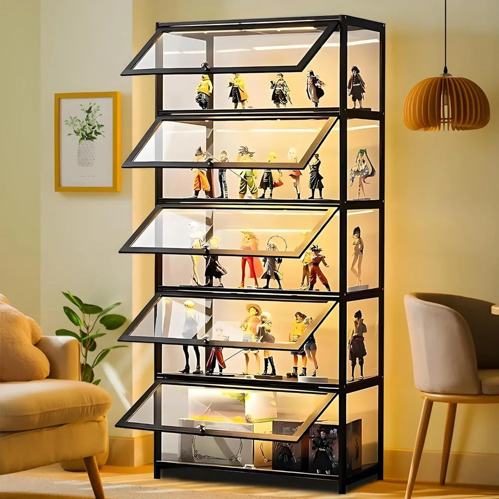 5-Tier Bamboo Curio Display Cabinet