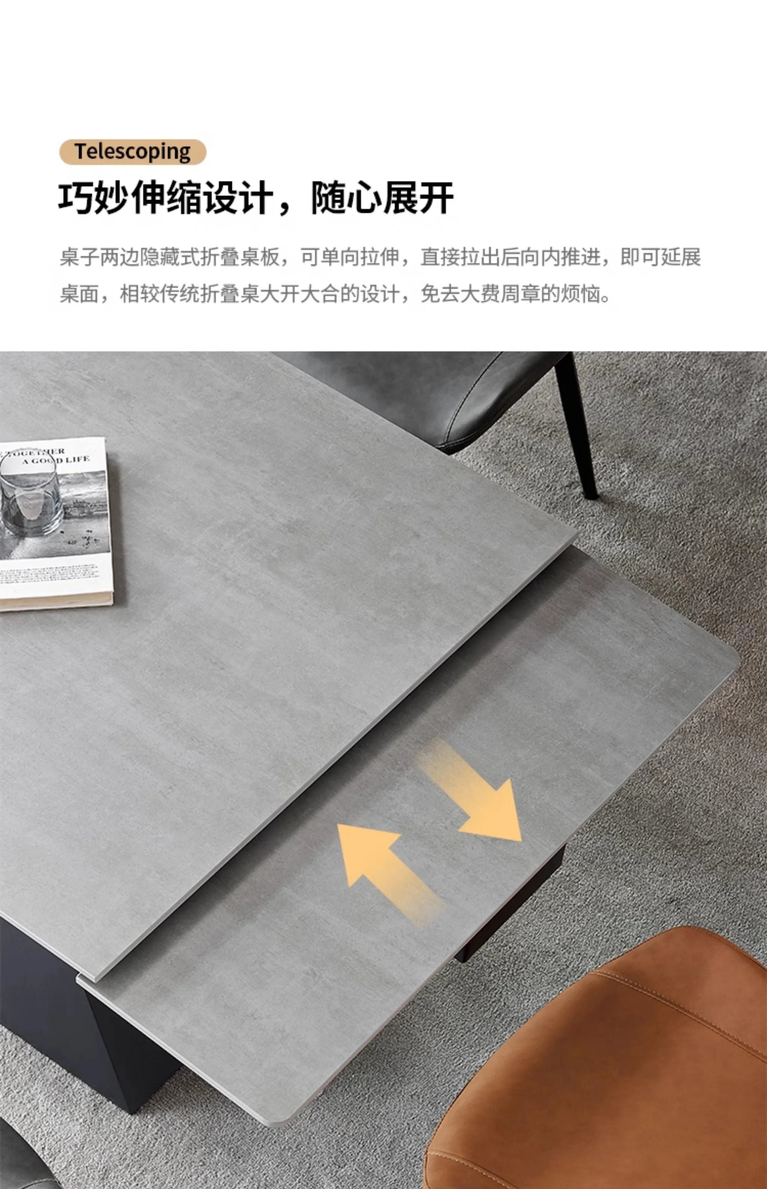 Modern Slate Dining Table Extendable Grey Simple Design Center Table Receptionist Nordic Mesas Comedor Kitchen Furniture HD50CZ